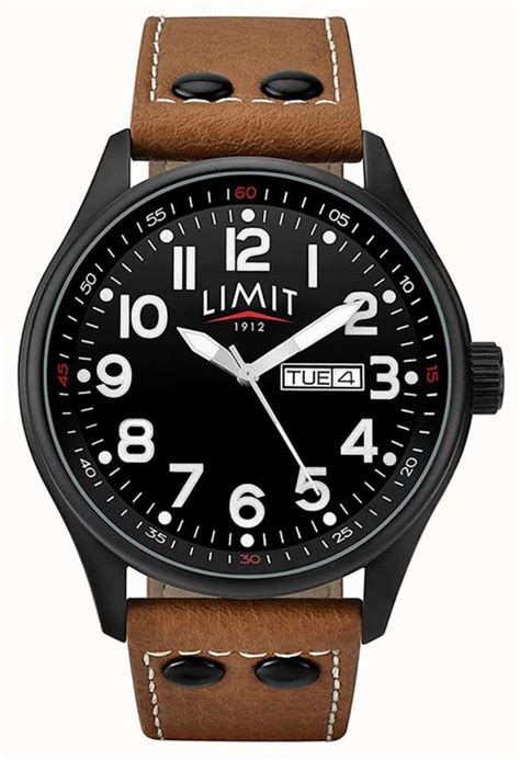 limit black leather strap watch